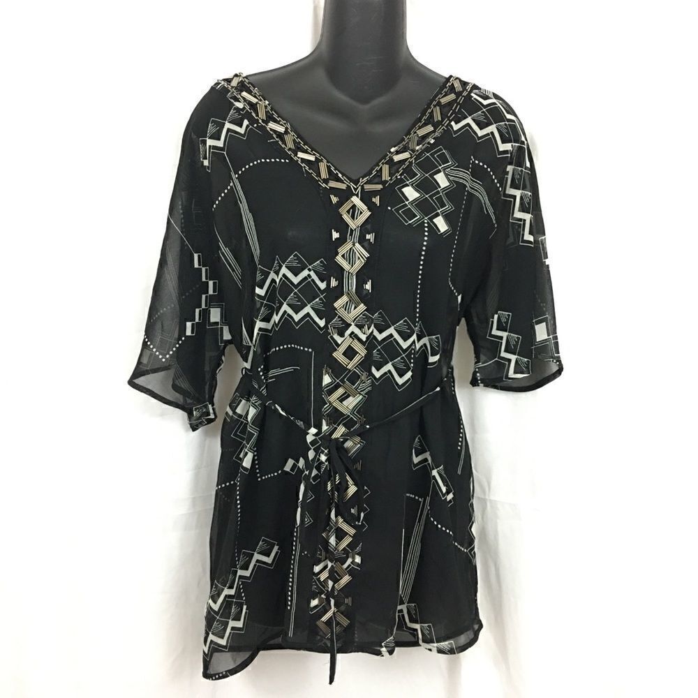 A pea in the Pod embellished tunic sheer blouse s